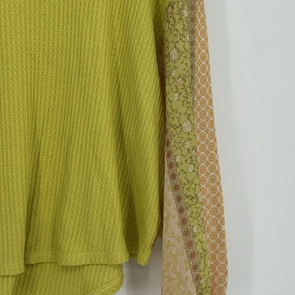 Blu Pepper Yellow Embroidered Blouse Long Sleeve Size Large - Picture 3 of 8